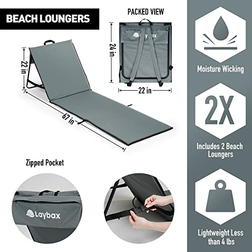 Beach Lounge Chairs 2Pack with Backpack, Beach Chairs, Beach