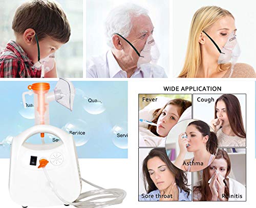Nebulizer for Kids Adults Babies, Portable Compressor System Personal Cool Mist kit with Universal Tubing Masks Kits, FDA (White)