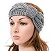 NISHAER Women's Wide Chunky Cable Knitted Turban HeadWrap,Grey,One size