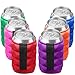 Metric USA Beer Can Cooler Sleeves for Ice Cold Drink, Reversible Double Sided Embossed Design - 6 Pack Collapsible Insulated Soda Bottle Holder Premium Quality Many Color Party Can Covers