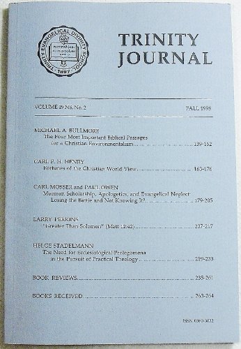Trinity Journal, Volume 19 NS Number 2, Fall 1998