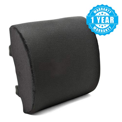 Plixio Memory Foam Lumbar Back Cushion Support Pillow - Lower Back Pain Relief and Balanced Firmness for Computer Office Chair, Car Seat, Recliner - with Adjustable Straps - Thumbnail 5