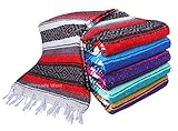 Threads West Premium Heavyweight Mexican Falsa Blanket, Serape Stripe Yoga Blanket