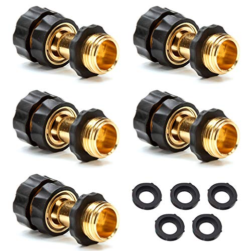PLG Garden Hose Quick Connect Fittings, Male and Female Garden Hose Connector,5 Set