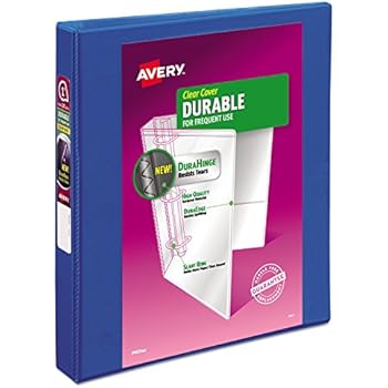Avery Durable View Binder, 1 Inch Slant Rings, 220-Sheet Capacity, DuraHinge, Blue (17014)