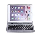 iPad Mini Keyboard, Moleboxes Swivel 360 Degree Rotatable Bluetooth Keyboard Case - IPad Mini Bluetooth Keyboard - Compatible IPad Mini 3 / IPad Mini 2 / IPad Mini (Silver)