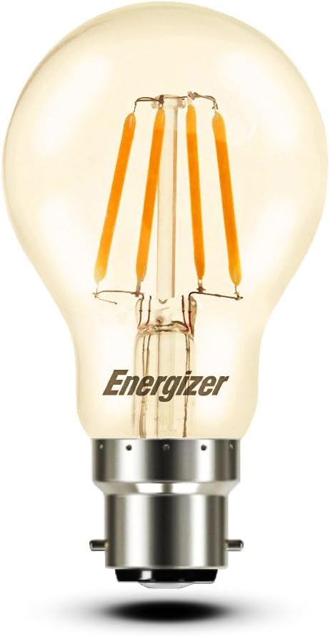 Energizer GLS Globe Antique Gold Finish LED Filament Energy Saving Light Bulb - B22 BC Bayonet Cap Fitting