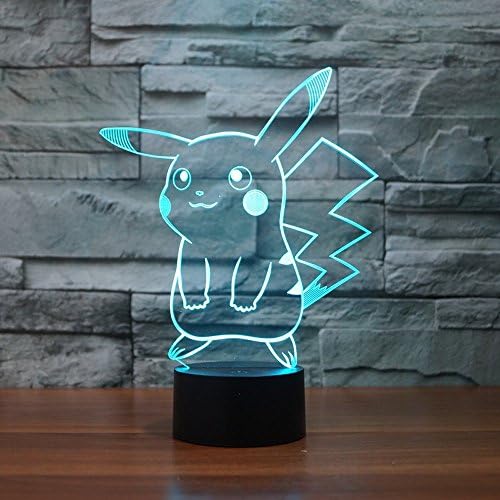 Pokemon Pikachu 3D LED Night Light, Elstey 3D Optical Illusion Visual Lamp 7 Colors Touch Table Desk Lamp