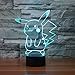 Pokemon Pikachu 3D LED Night Light, Elstey 3D Optical Illusion Visual Lamp 7 Colors Touch Table Desk Lamp