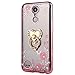 CaseHaven LG K20 Plus Case, Glitter Crystal Heart Floral Series - Slim Luxury Bling Rhinestone Clear TPU Case with Ring Stand for LG K20 V/LG K10 2017 / LG Harmony/LG Grace - Rose Gold