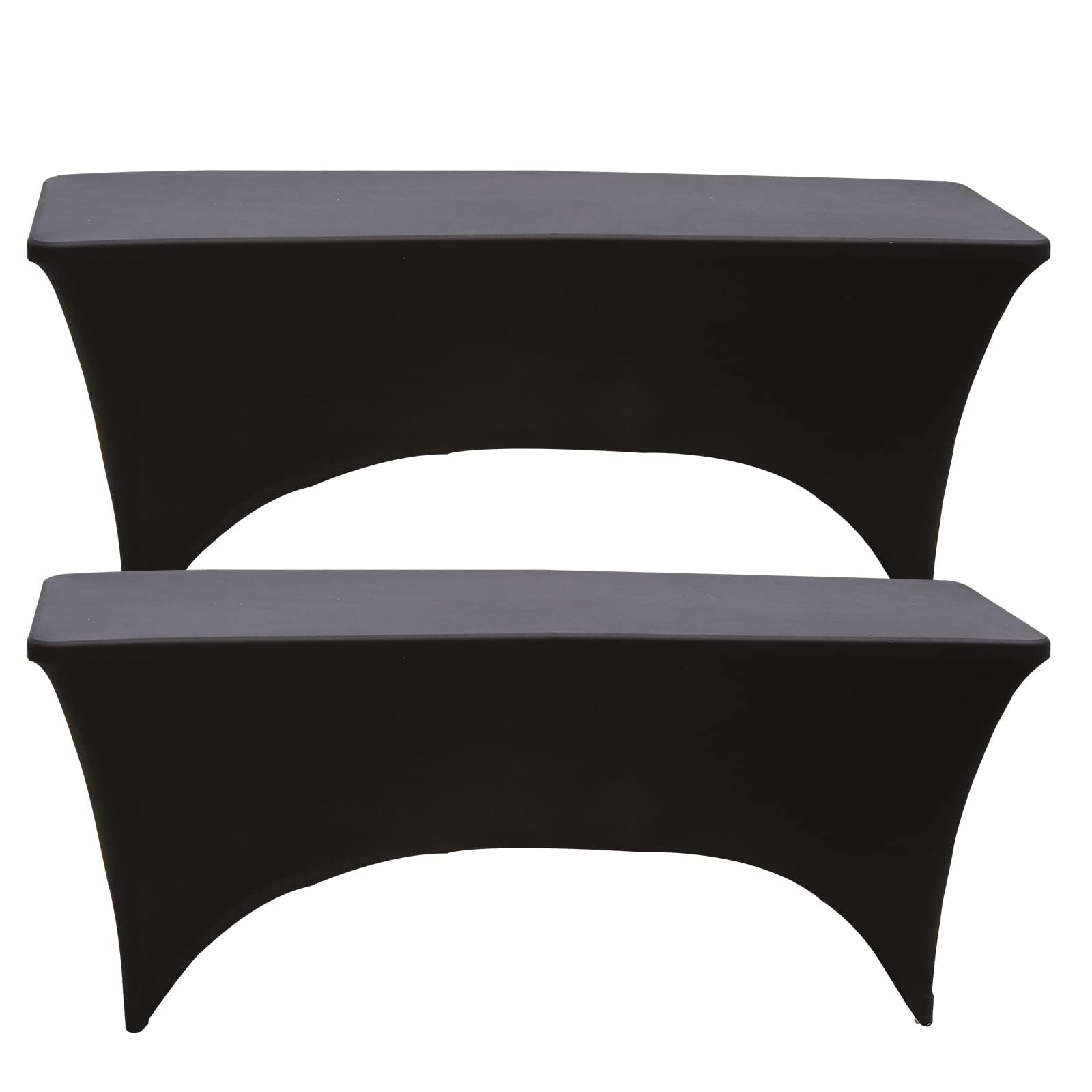 ZeriTlolen 2 Packs 6ft Black Stretch Tablecloth, Washable Stretch Spandex Stretchable Wrinkle Rectangular Table Cover Protector, for Banquet, Wedding Party Holiday Event Trade Shows, 183Lx76Wx76H — image 1