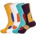 4 Pairs Men Athletic Basketball Crew Socks Performance Sport Dri-Fit Cushion Long Compression Cotton Sock,Size 6.5-11.5