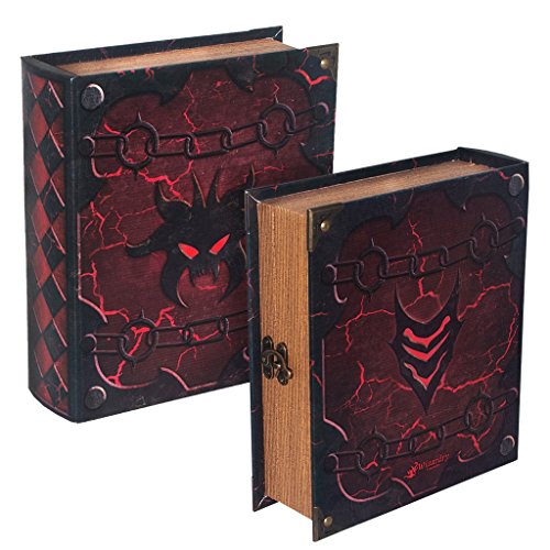Grimoire Deck Box, Hellbent | Large Wooden Spellbook Style Fabric Lined Deck or Cube Box for MTG, Yugioh, and Other TCG | 1000+ Card Capacity