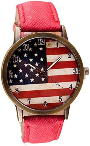 VESNIBA American National Flag pattern Leather Band (Red)
