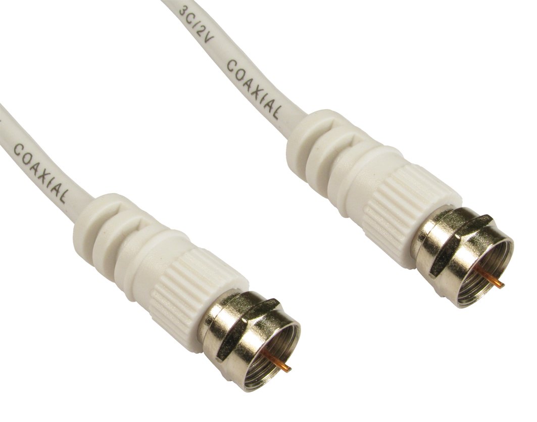World of Data 3m F-Type Satellite Cable | Nickel Plated | 75ohm | Coax, Antenna, F-Connector, Aerial, Lead | WHITE Colour