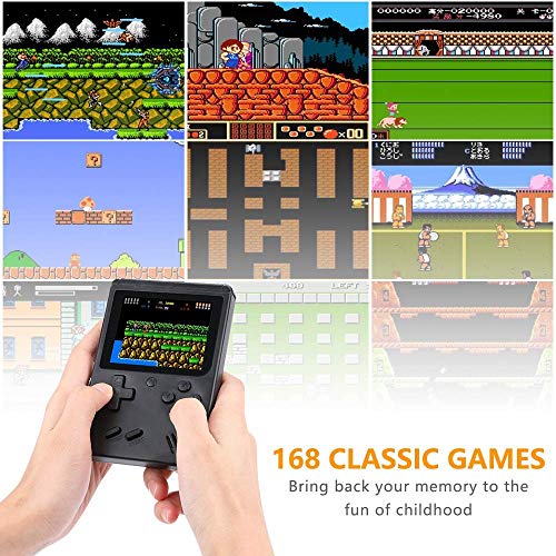 LINGSFIRE Handheld Game Console, 168 Classic Games Retro Video Game Console for Kids Boys and Adults, Comes with Extra Joystick, AV Cable for TV