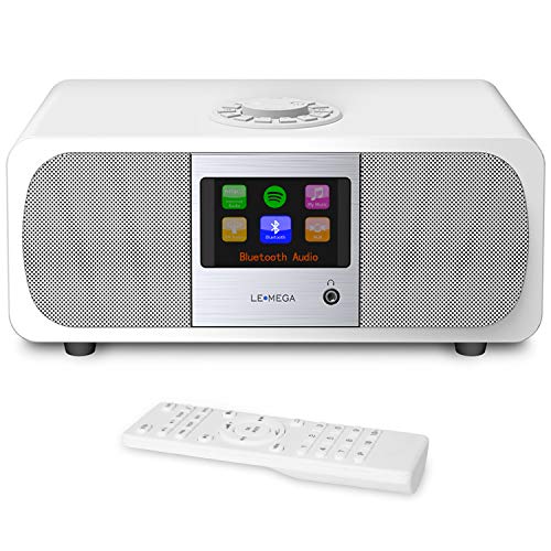 LEMEGA M3+ 20W Stereo Internet FM Digital Radio with Bluetooth, Built-in Subwoofer, USB, Aux & TFT Colour Display - White
