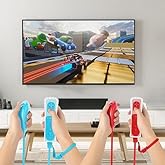 BINFFGM Nunchuck Controller, 2 Pack Nunchuck Controller Replacement for wii Nunchuck Controller Joystick Gamepad, Compatible with Nintendo Wii & Wii U Console (Sky Blue+Red)