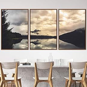 signwin 3 Piece Framed Canvas Wall Art Lake...