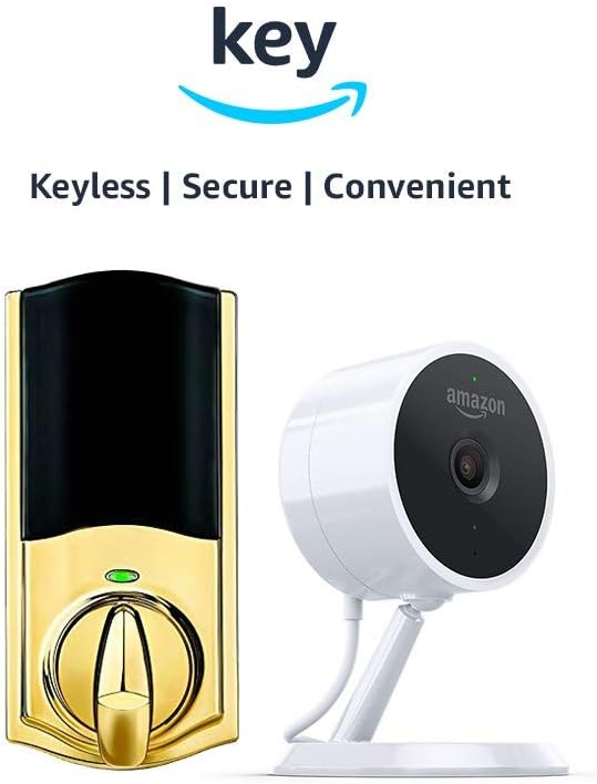 Kwikset Convert Smart Lock Conversion Kit + Amazon Cloud Cam | Key Smart Lock Kit (Polished Brass)