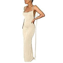 RARITYUS Women Maxi Dress Sexy Backless Draped