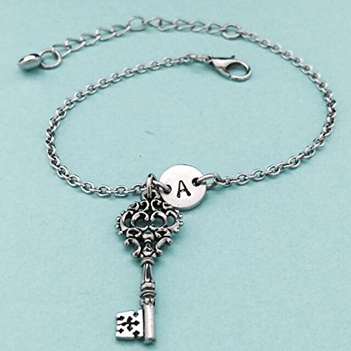 Key charm bracelet, key charm, adjustable bracelet