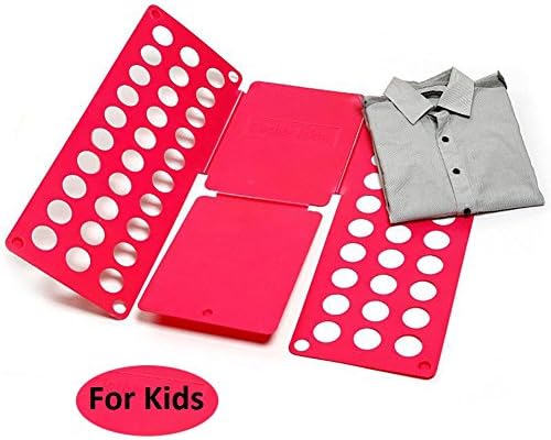 Clothes Folder for Kids, Plastic Clothes Folding Board Easy and Fast Laundry Kids T-shirts Folder (Red)
