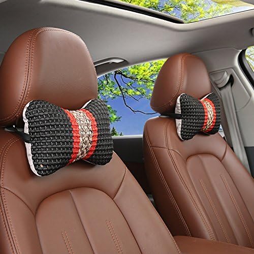 Car Neck Pillow Head Rest Support Pillow Cervical Cushion Relieve Neck Fatigue Pain Breathable Natural Fiber and Comfortable- Set Of 2