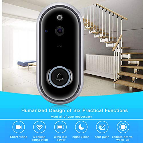 Wireless WiFi Video Doorbell Camera, M6 Visual Intercom Secure Camera Remote Smart Doorbell, Voice Calls, and Short-Term Video, Alarm Push, Night Vision (Gray Smart Doorbell)