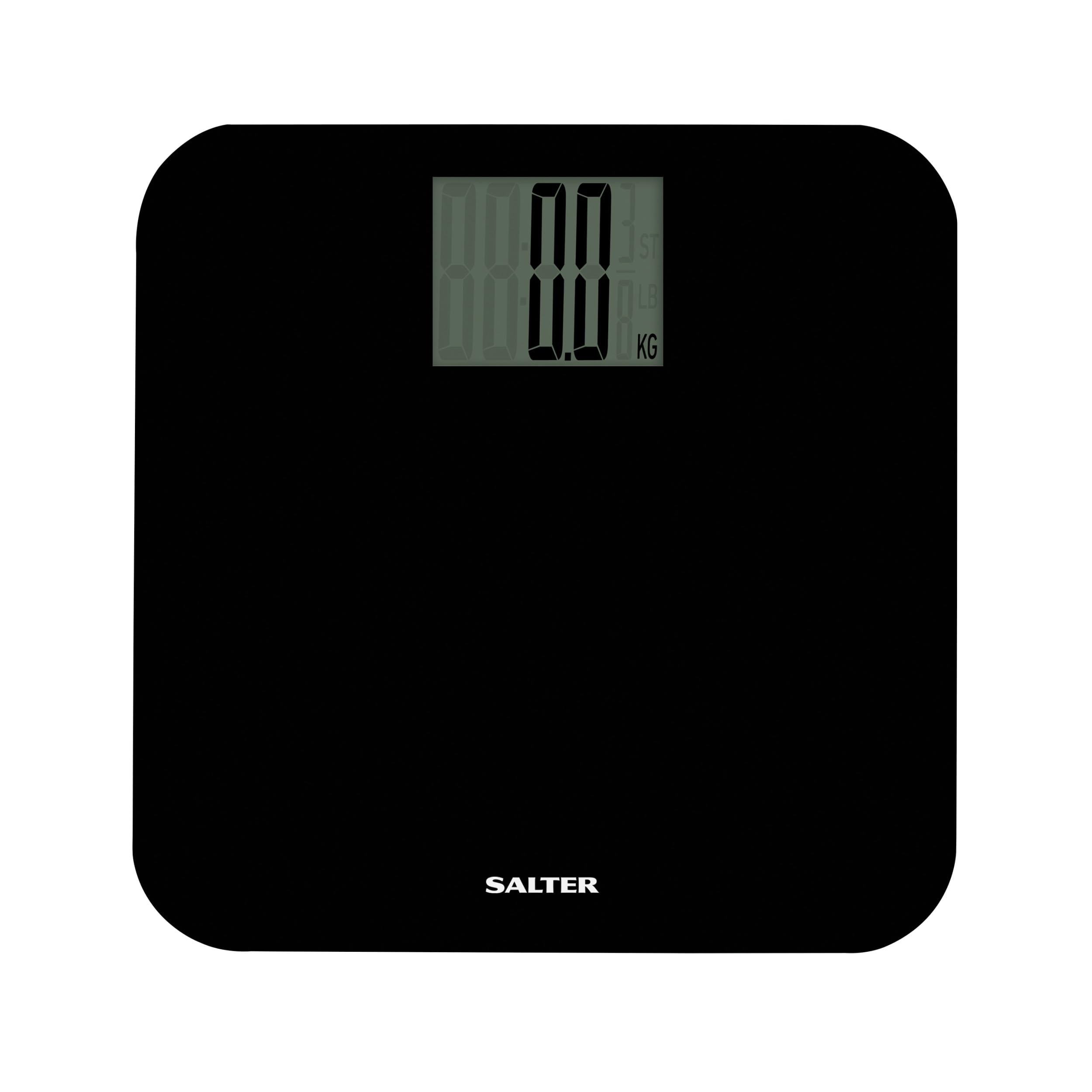 Salter 9049 BK3R Max Digital Bathroom Scale – Weighing Scales For Body Weight, Supersize LCD Display, 250kg / 39st 6 lb, Includes Carpet Feet & Battery, Step On Instant Weight Readings, Compact Design