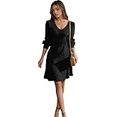 Women's Fall Knit Dress with V-Neck, Long Sleeve Sweater Dress for Wedding Guest or Cocktail Party