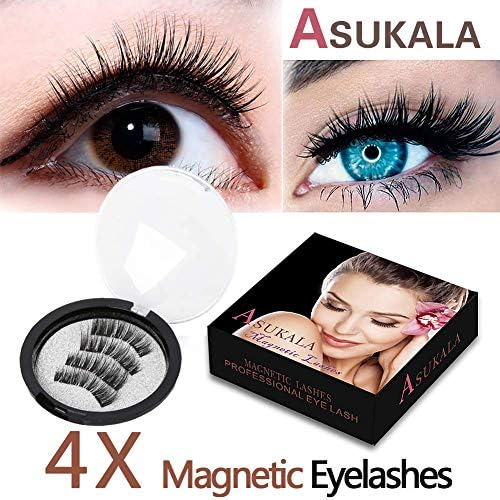 Magnetic Eyelashes,Ultra-thin Dual Magnet Magnetic Lashes for Full Eye, Natural Look Magnets Strip Eyelashes,Reusable 3D Magnet Lashes(4PCS)