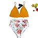 SS Queen Womens High Waisted Swimsuit Ruffle Print Bikini Swimwear Two Pieces Bathing Suit Yellow