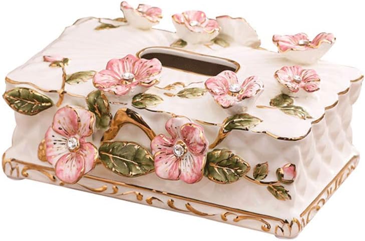 HURONG168 Garden ceramic tissue box Home living room color paper box decoration Home decorations Tissue Holder