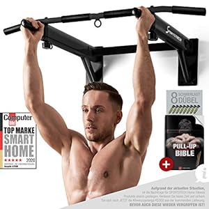 Sportstech 4in1-optrekstang KS300 wandmontage, 3 ophangringen voor TRX en bokszak, 6 antislipgrepen, extreem stabielg…