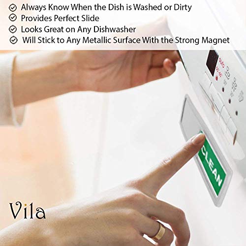 CLEAN/DIRTY Dishwasher Magnet - Easy to Read Acrylic Indicator - Smooth Glide - 3M Adhesive for extra strength - Low Profile Design - Sticks to any Surface - Scratch proof - For Home & Office use