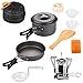 KevenAnna 10 Pcs Lightweight Camping Cookware Set Outdoor Backpacking Cookware Kit Camping Cooking Gear with Camping Stove