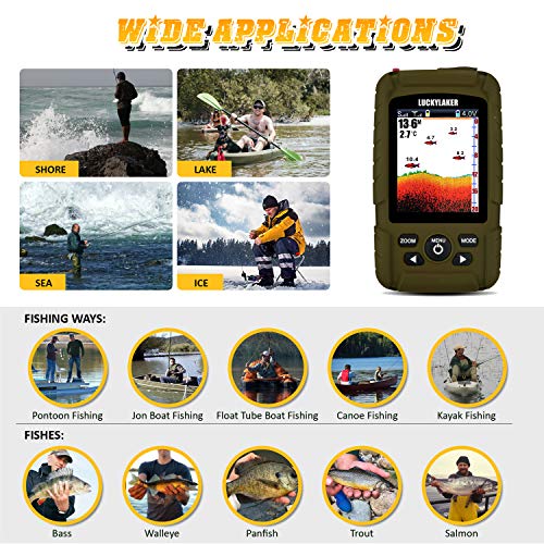 LUCKY Wireless Handheld Fish Finders Boat Wired Transducer Fishing Finder Sensor Sonar