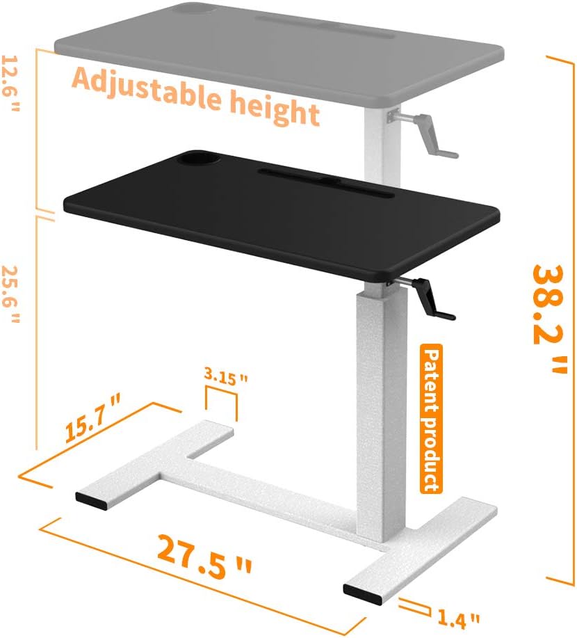 Hospital Bed Table,Balee Overbed Table with Crank Adjustable Height Laptop Table Heavy-Duty Desk Multi-Purpose for Home and Hospital Use: Furniture & Decor