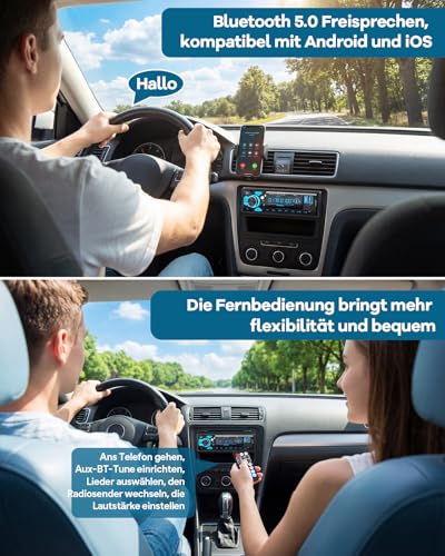 RDS Car Radio Bluetooth, CENXINY Car Radio 1 DIN with Charging Port Type-C, AM/FM Radio with 2USB/AUX/SD/TF Support Android and iOS