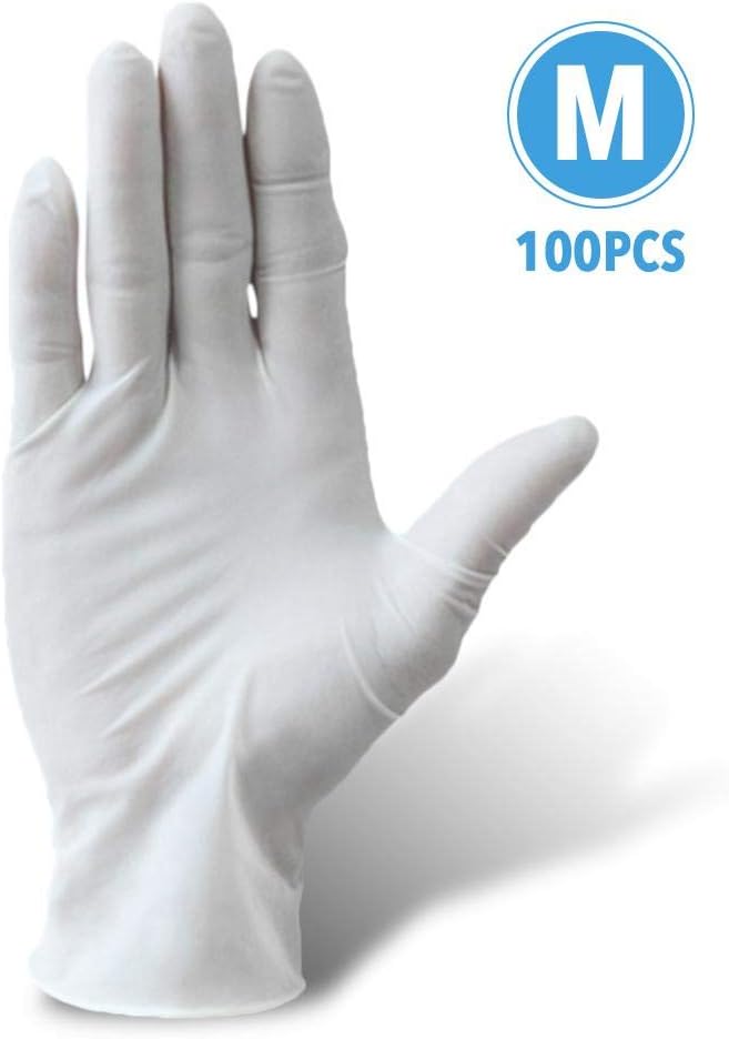 Industrial White Nitrile Gloves, Box Of 100, 5 Mil, Size S/M/L, Latex Free, Powder Free, Disposable,Food Safe