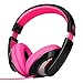 RockPapa On Ear Stereo Headphones Earphones for Adults Kids Childs Teens, Adjustable, Heavy Deep Bass for iPhone iPod iPad MacBook Surface MP3 DVD Smartphones Laptop (Black/Pink) primary