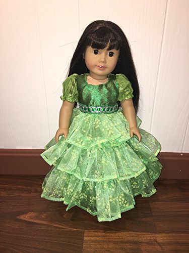 Fits American 18" Girl Doll Clothes St Patrick's Day Outfit Green Layered Skirt Sparkly Dress Clothes Only