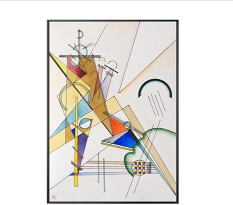 Amazon Co Jp 有名な抽象画油絵カンディンスキー幾何学模様キャンバス絵画壁アート写真用リビングルーム油絵ポスター ホーム キッチン