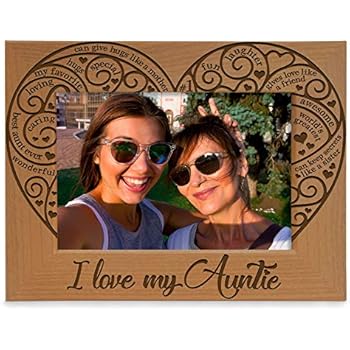 KATE POSH - I Love My Auntie Engraved Natural Photo Frame, Best Aunt Ever Picture Frame, Aunt Gifts, Aunt Gifts for Mother's Day, Like a Mom but Cooler, (5x7 Horizontal)