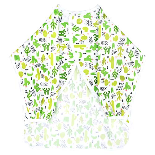 Langsprit Baby Bib with Sleeves-Waterproof Infant/Toddler Bib with Pocket(6-24 Months),Cactus