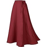 Mingyuezai Womens Wrap Skirt Ankle-Length Vintage Linen Skirts