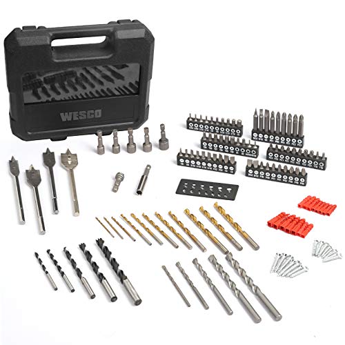 Drill Bit Set, WESCO 122Pcs Impact Driver Bits and Screwdriver Bits Set Assorted in Tough Case for Wood Metal Cement Drilling and Screw Driving /WS9958U