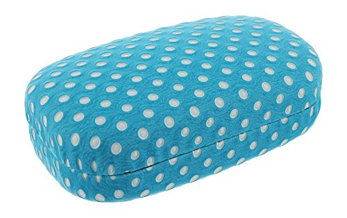 Ron's Optical Hard Turquoise and White Polka Dot with Interior Mirror Contact Lens Travel Case