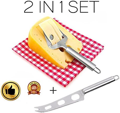 Culinerro - The Best Extra-Strong Stainless Cheese Slicer with Steel Handle + Cheese Knife | 2 in 1 Set